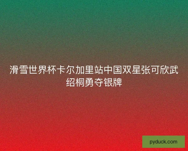 滑雪世界杯卡尔加里站中国双星张可欣武绍桐勇夺银牌